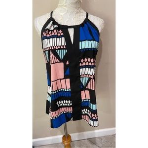 Jade Melody Tam Blue Print Blouse Size S